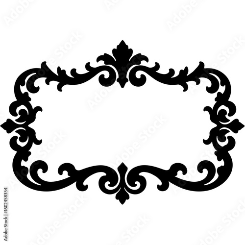 Floral swirl decorative frame silhouette, personalized flair design
