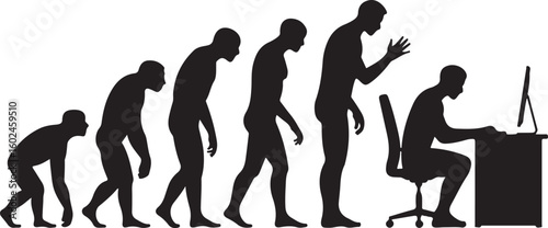 Silhouette of theory of evolution of man