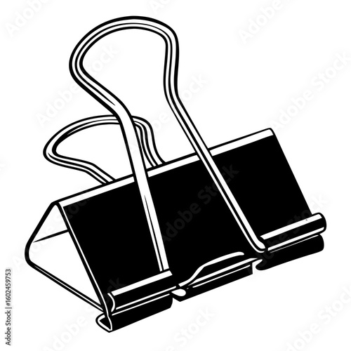 Black paper binder clip in minimalist design  