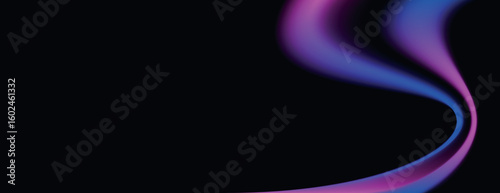 A black background with a smooth, flowing gradient of pink and blue. The background features a sleek, modern style with vibrant pink and blue hues. Minimal abstract wavy gradient vector background