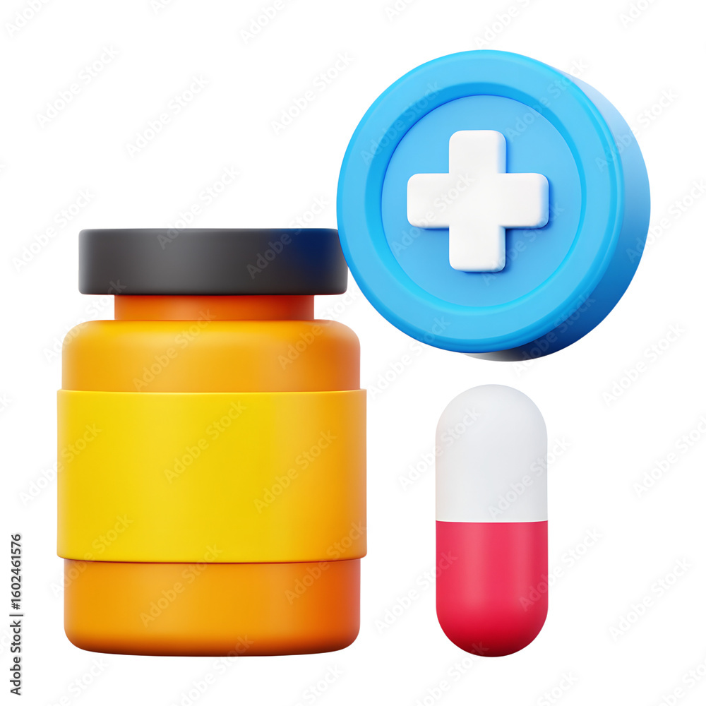 Pill Bottle 3d render icons Pill Bottle 3d render icons
