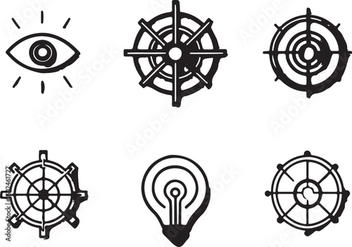 Vintage nautical steering wheel and compass vector illustration with gears and cogwheel design symbol
