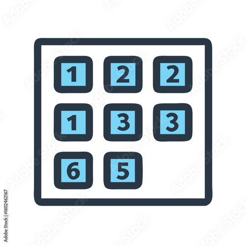 Numerical keypad icon with digits for security and access control systems
