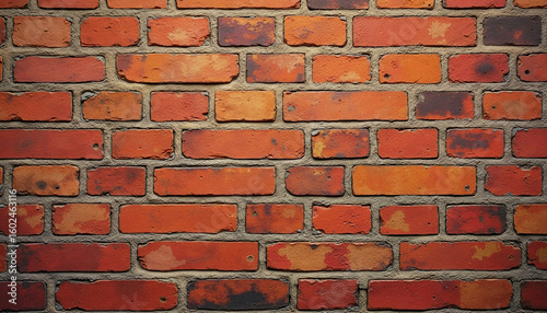 Red brick wall texture with varying shades and weathered look  