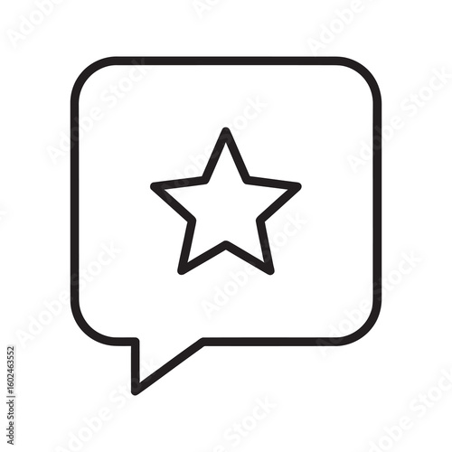 Star rating icon in a speech bubble for customer feedback and review concept Product or service quality evaluation symbol for positive testimony