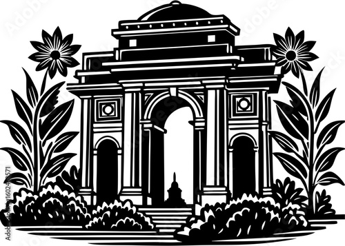 Black and White India Gate Celebration