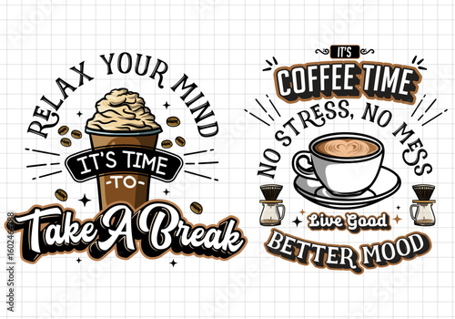 Hand-drawn coffee lettering typography. Coffee quotes phrase background illustration.