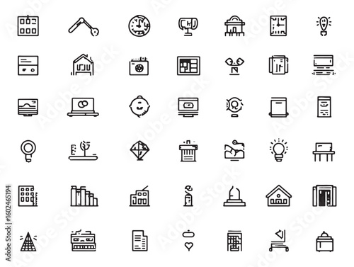 Solis ultra minimalist 2D line art icon set