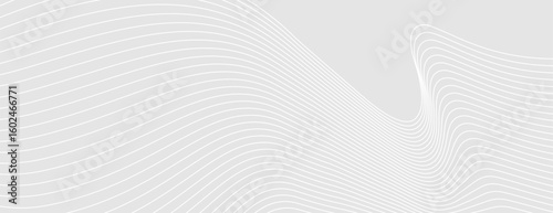 Abstract gray background with wavy lines. The background features a smooth texture. Gray color enhances the minimalist style. Modern wavy line pattern background. Gray background vector.