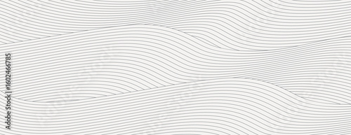 Minimalist background with wavy lines on a white background. The white color and smooth texture create a calming effect. Modern wavy line pattern background. Gray background vector.