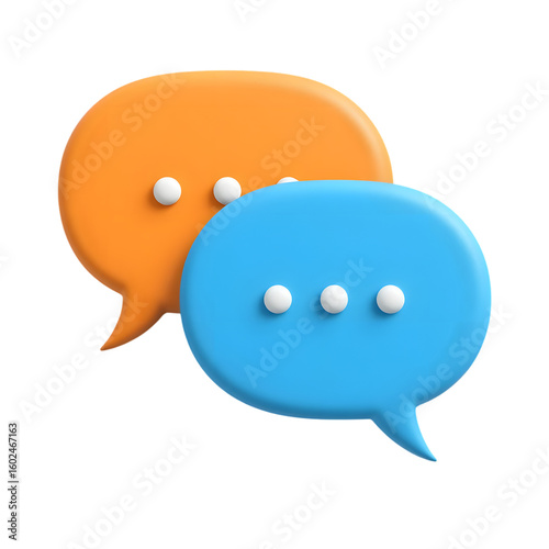 Two 3d speech bubbles chatting together isolated on transparent background
