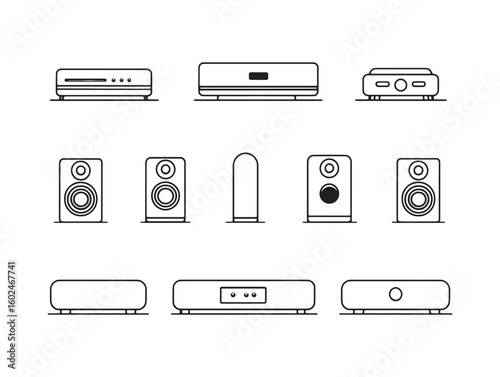 Soundbar ultra minimalist 2D line art icon collection