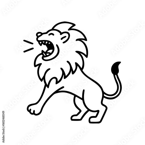 Lion graphic roaring fiercely, representing power and dominance in a sleek design
