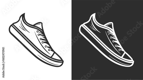 Black and white sneaker illustration shoe footwear