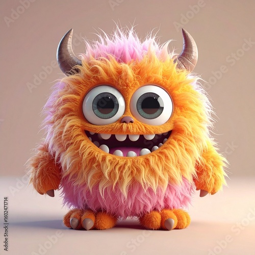 funny 3d little monster with cute expression