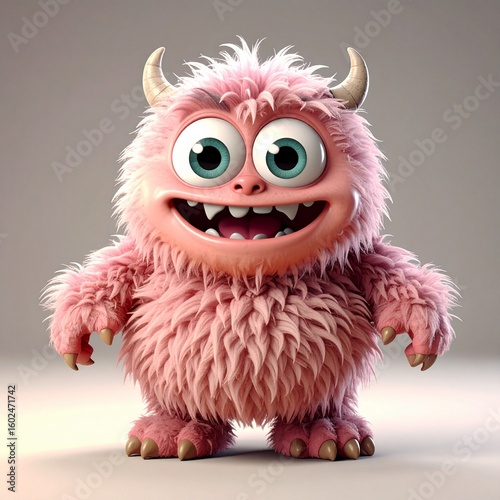 funny 3d little monster with cute expression