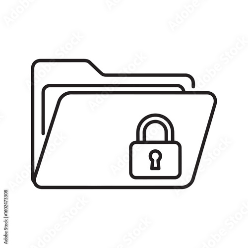 Secure folder with lock icon for confidential file storage and data protection representing privacy access control and private document archive