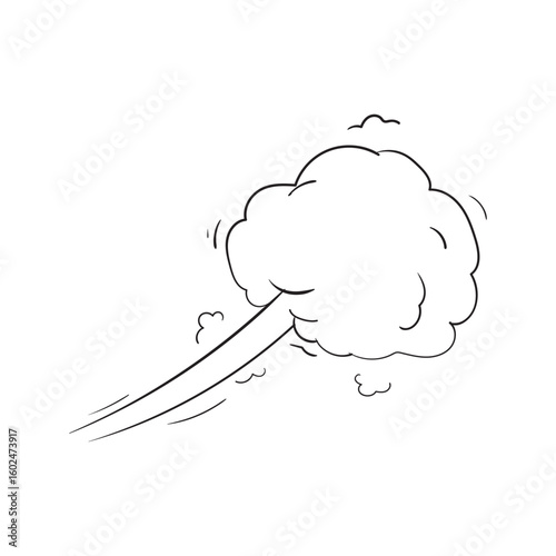 Cartoon Wind Cloud Vector – Comic Style Gust of Air or Blast Effect