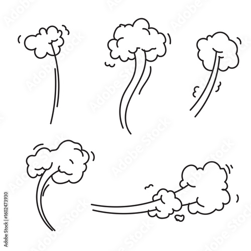 Cartoon Wind Cloud Vector – Comic Style Gust of Air or Blast Effect