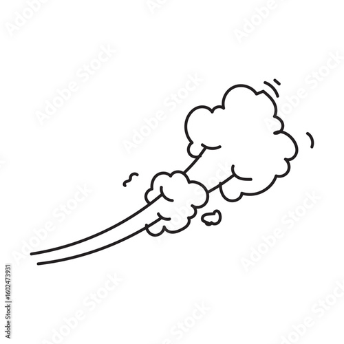 Cartoon Wind Cloud Vector – Comic Style Gust of Air or Blast Effect