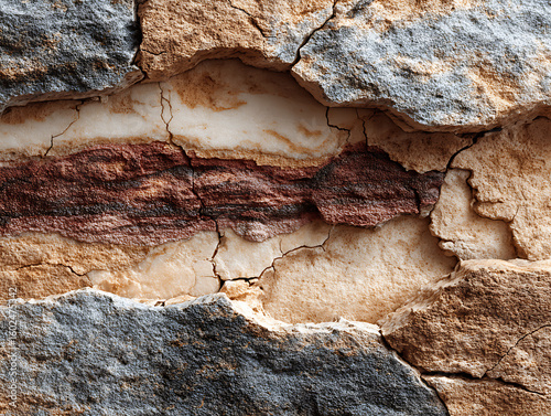 Wallpaper Mural Cracked stone texture with layered earth tones and natural patterns Torontodigital.ca