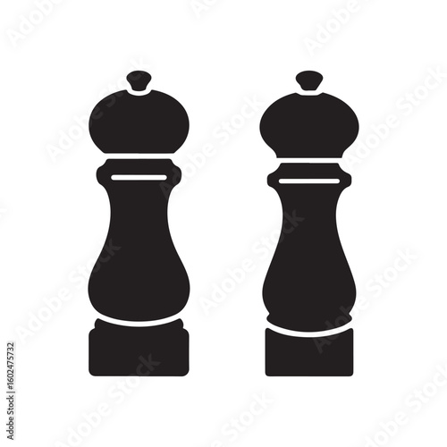 Pepper Grinder or Salt Mill Silhouette Icon for Kitchen and Cooking