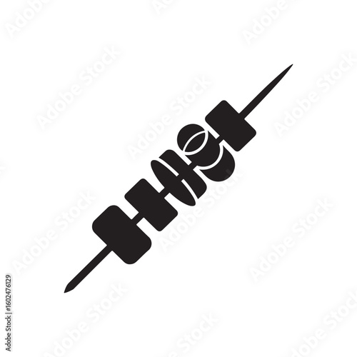 Kebab Skewer Silhouette Icon for Barbecue and Grill Food