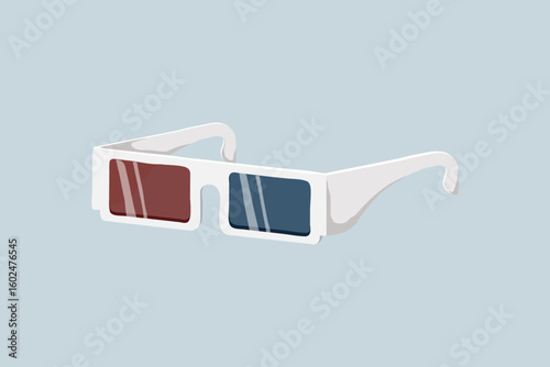 White 3d movie glasses, entertainment illustration vector