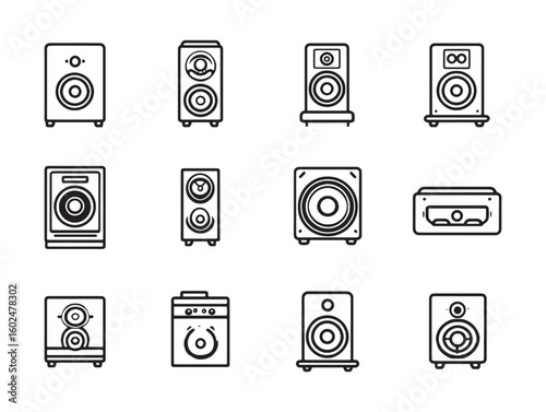 Subwoofer Minimal Line Drawing
