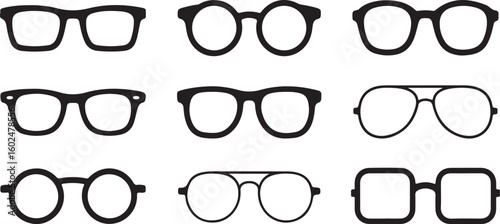 Glasses icon concept. Glasses icon set. Vector graphics isolated on white background