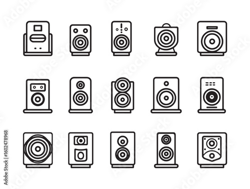 Subwoofer Speaker Line Icon Art