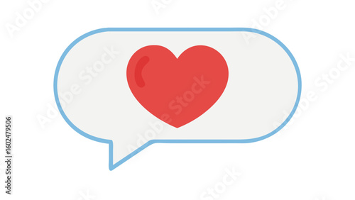 Red heart inside blue chat bubble illustration