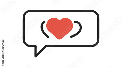 Heart inside speech bubble in minimalist style
