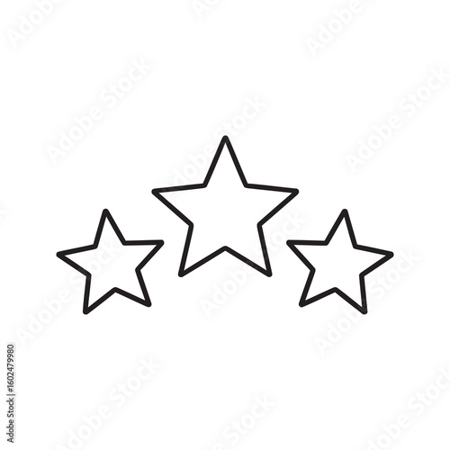 Three star rating icon for product review customer feedback and quality evaluation representing an average or moderate satisfaction level