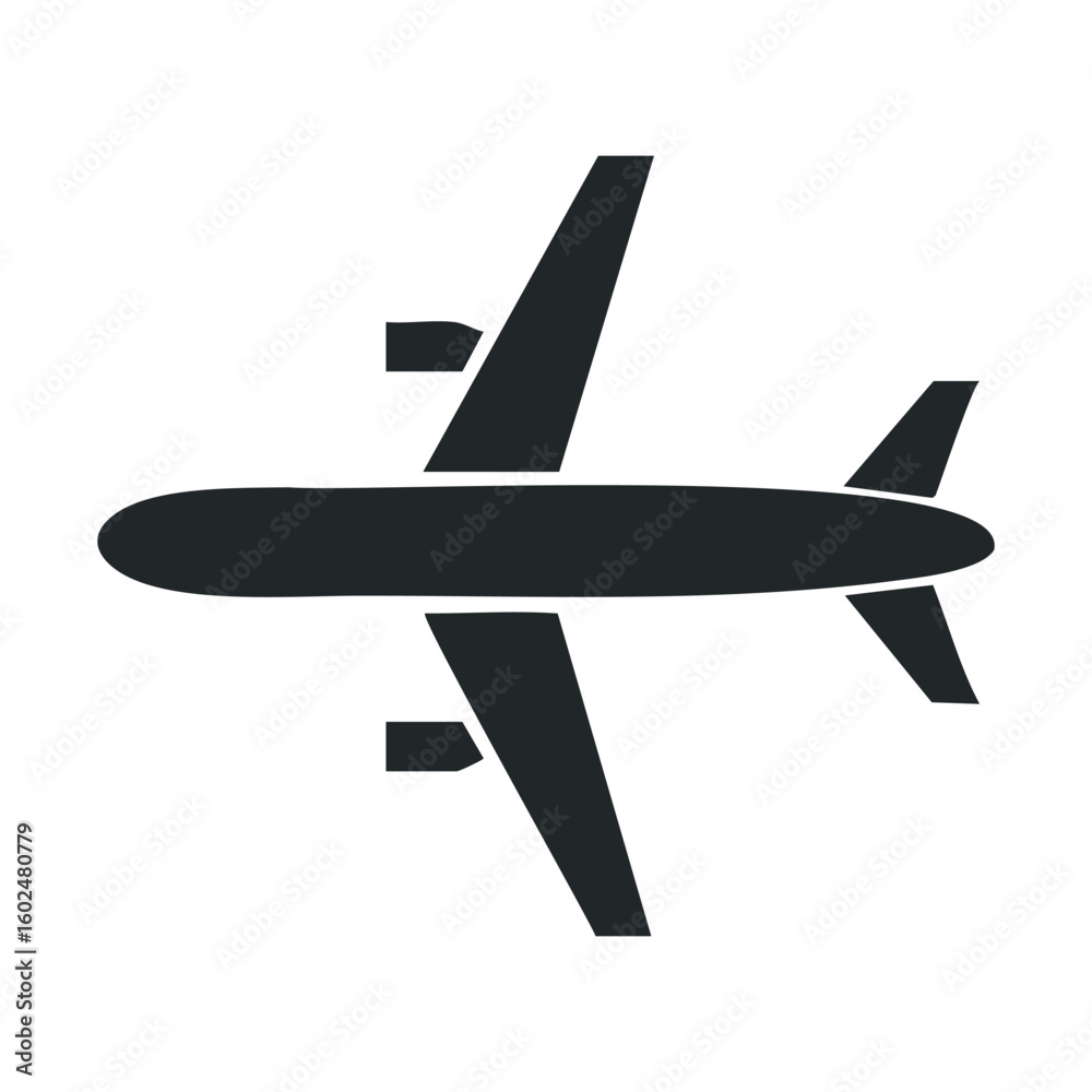 Obraz premium Minimalist black airplane icon on white background