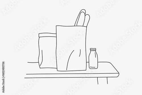 Shopping bag line art vector