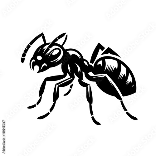 Stylized Black Ant Illustration.