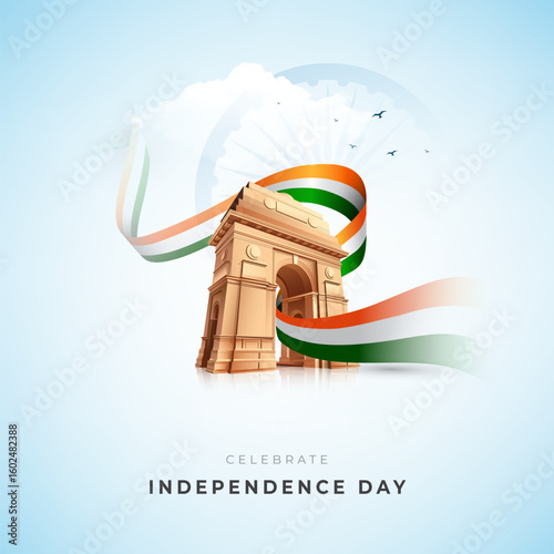 Happy Indian Independence Day Celebration Banner Design Template, Happy Independence Day Banner Illustration