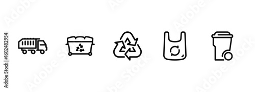 Recycling and Waste Management Outline Icon Set