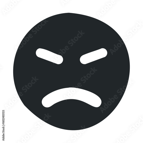 Angry face emoji with frown and frowning eyebrows