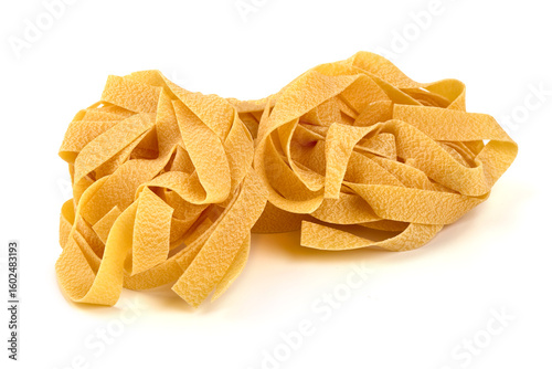 Bild auf Leinwand Pappardelle Pasta Noodle, isolated on white background