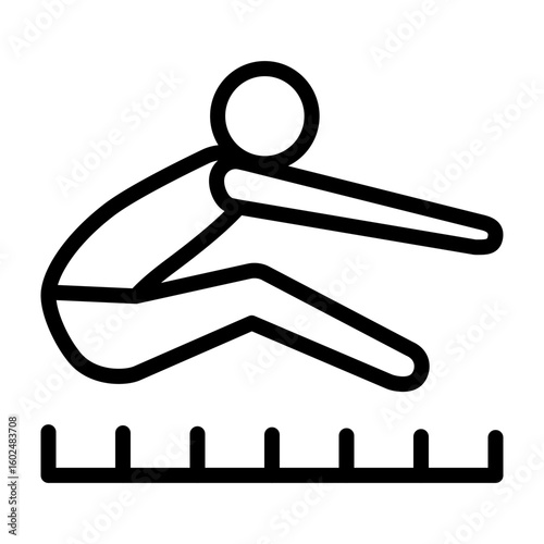 Long Jump Vector Line Icon Design