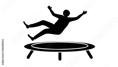 Trampoline Silhouette: An iconic silhouette captures a figure soaring through the air above a trampoline. A visual representation of activity.
