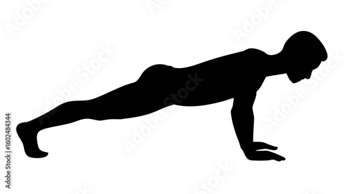 Silhouette in Action: A dynamic silhouette captures the essence of strength as a figure executes a perfect push-up, embodying fitness and determination.