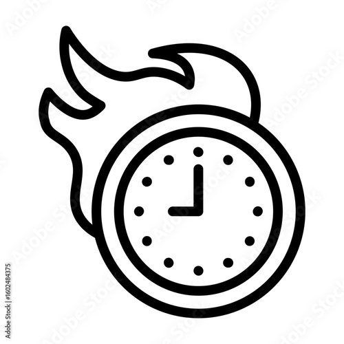 Hot Hours Vector Line Icon Design