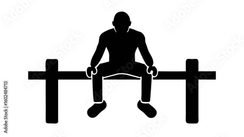 Silhouette of Contemplation: A solitary figure finds respite, perching on a stark bench against a clean background, a visual metaphor for introspection and calm.
