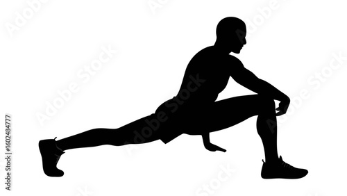 Dynamic Stretch: A silhouette of a man performing a dynamic stretching exercise. His form demonstrates the importance of flexibility and warm up routine.