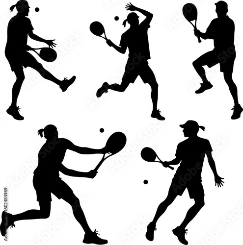 tennis, silhouette, sport, players vector bundle