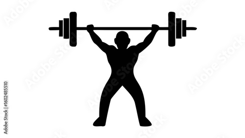 Weightlifting Silhouette: Dynamic silhouette of a person lifting a barbell, representing strength, fitness, and the dedication required to achieve peak physical performance.