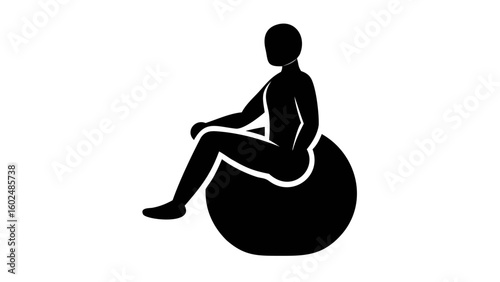 Balancing Act: A silhouette of a person gracefully perched on a fitness ball, capturing the essence of balance, core strength, and well-being.